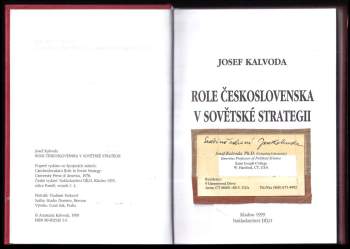 Josef Kalvoda: Role Československa v sovětské strategii