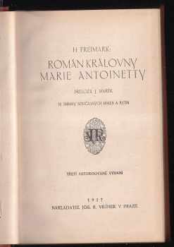 Hans Freimark: Román královny Marie Antoinetty