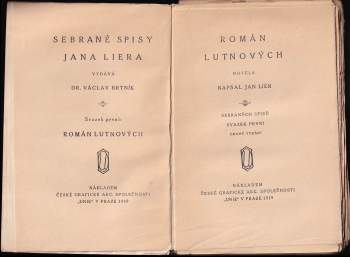 Jan Lier: Román Lutnových