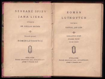 Jan Lier: Román Lutnových