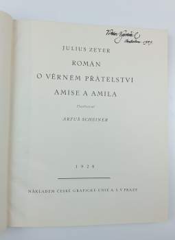 Julius Zeyer: Román o věrném přátelství Amise a Amila