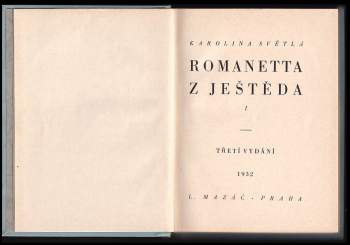 Karolina Světlá: Romanetta z Ještěda