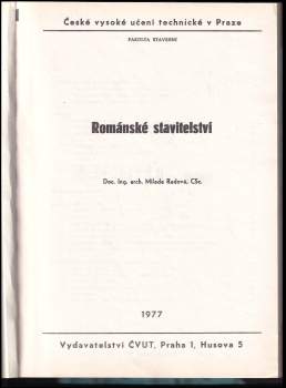Milada Radová: Románské stavitelství