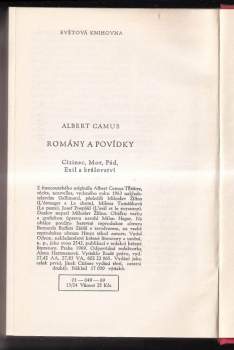 Albert Camus: Romány a povídky