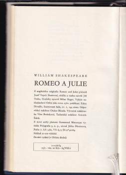 William Shakespeare: Romeo a Julie