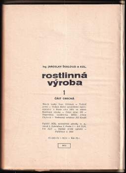 Jaroslav Škaloud: Rostlinná výroba