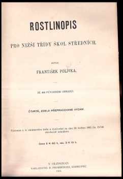 František Polívka: Rostlinopis pro nižší třídy škol středních