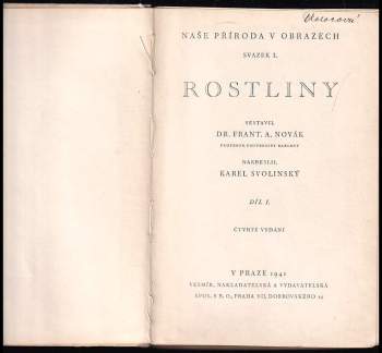 František Antonín Novák: Rostliny