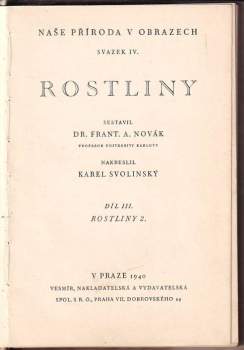 František Antonín Novák: Rostliny - díl III - rostliny 2.