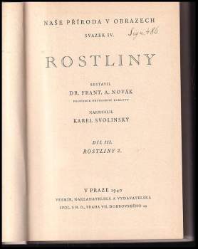 František Antonín Novák: Rostliny - díl III - rostliny 2.