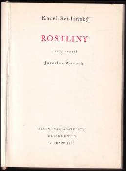 Jaroslav M Petrbok: Rostliny
