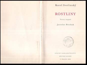Jaroslav M Petrbok: Rostliny