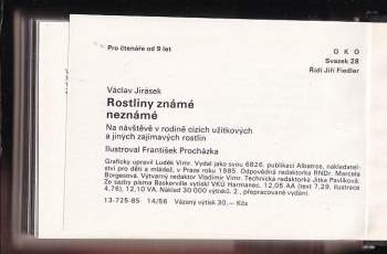 Václav Jirásek: Rostliny známé neznámé