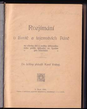Rozjímání o životě a tajemstvích Páně