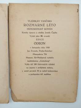 Vladislav Vančura: Rozmarné léto