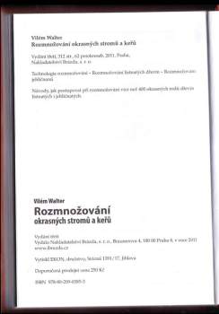 Vilém Walter: Rozmnožování okrasných stromů a keřů