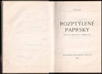 Jan Čep: Rozptýlené paprsky