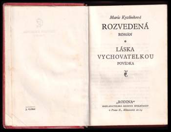 Marie Kyzlinková: Rozvedená