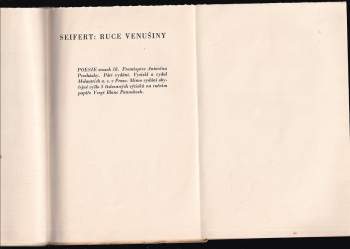 Jaroslav Seifert: Ruce Venušiny