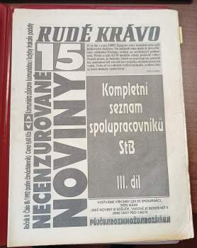 Rudé krávo - necenzurované noviny - Kompletní seznam spolupracovníků StB I.- III.- díl