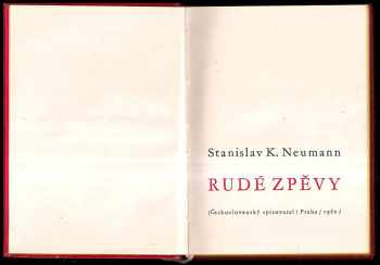 Stanislav Kostka Neumann: Rudé zpěvy