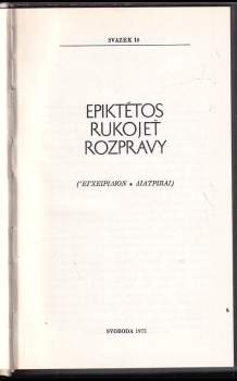 Epiktétos: Rukojeť - Rozpravy