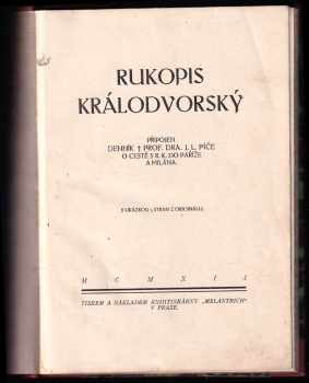 Josef Ladislav Píč: Rukopis Králodvorský