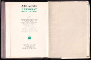 John Marco Allegro: Rukopisy od Mrtvého moře