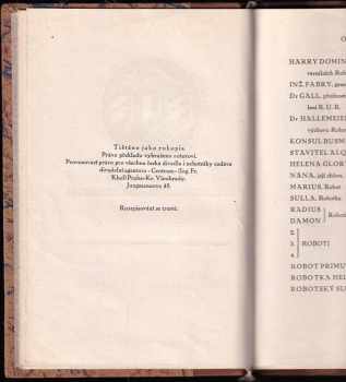 Karel Čapek: RUR Rossum's Universal Robots