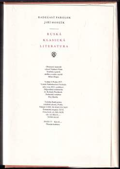 Radegast Parolek: Ruská klasická literatura