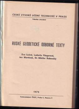 Eva Lužná: Ruské geodetické odborné texty