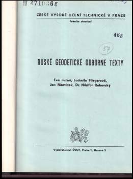 Eva Lužná: Ruské geodetické odborné texty