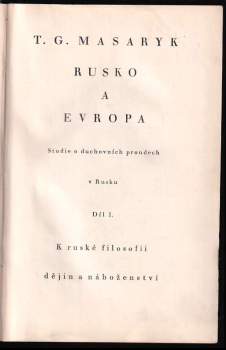 Tomáš Garrigue Masaryk: Rusko a Evropa - svazek druhý