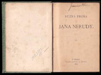 Jan Neruda: Různá prosa Jana Nerudy