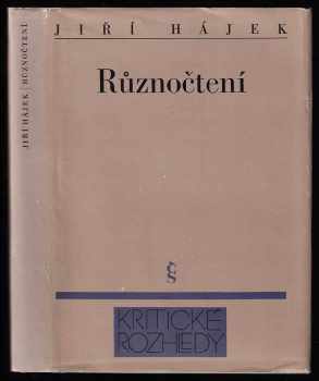 Jiří Hájek: Různočtení - DEDIKACE / PODPIS JIŘÍ HÁJEK