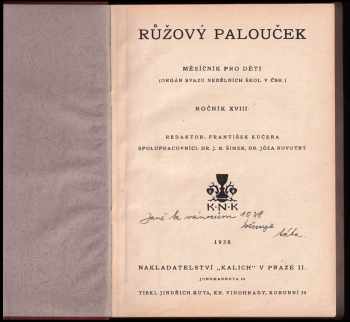 František Kučera: Růžový palouček - Měsíčník pro děti - ročník XVIII.