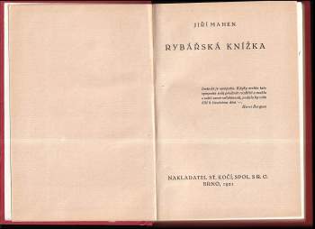 Jiří Mahen: Rybářská knížka