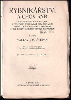 Václav Josef Štěpán: Rybnikářství a chov ryb