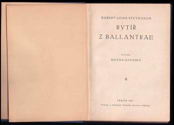 Robert Louis Stevenson: Rytiř z Ballantrae