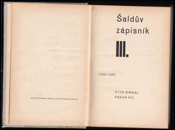 F. X Šalda: Šaldův zápisník