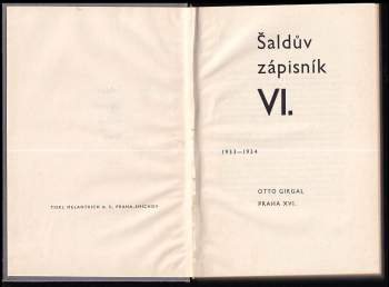 F. X Šalda: Šaldův zápisník