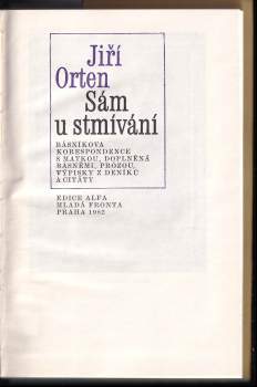 Jiří Orten: Sám u stmívání