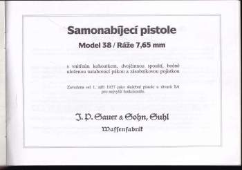Samonabíjecí pistole model 38/ráže 7,65 mm