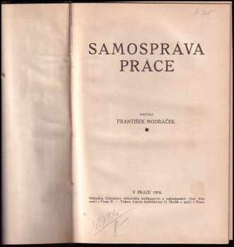 František Modráček: Samospráva práce
