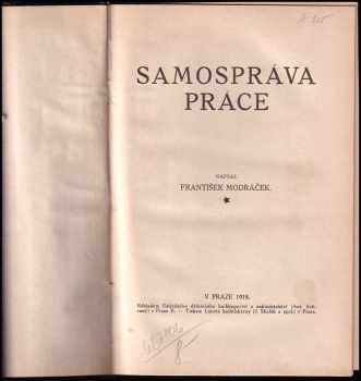 František Modráček: Samospráva práce