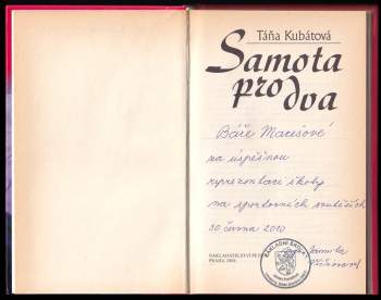 Táňa Kubátová: Samota pro dva