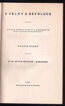 R. W Seton-Watson: Sarajevo