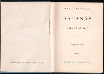 Karolina Světlá: Satanáš a jiné povídky