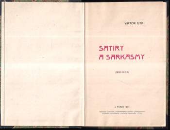 Viktor Dyk: Satiry a sarkasmy