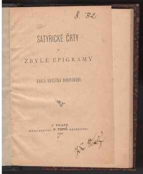 Karel Havlíček Borovský: Satyrické črty a zbylé epigramy Karla Havlíčka Borovského [pseud.]